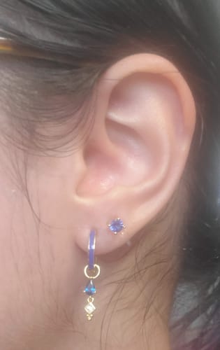 Customer photo review of Mini Stud Clip On Earrings in Gold