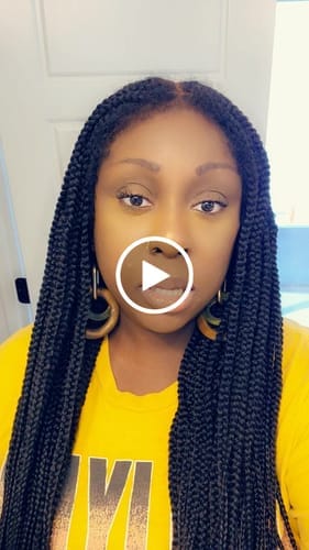 Customer photo review of Kora - Pre Bleached Human Hair Lace Lightweight Knotless Swiss HD Lace Box Braided Wig 100 Strands