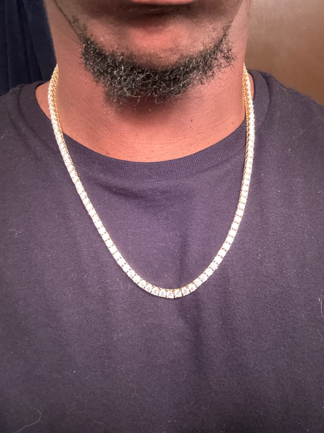 Customer photo review of S925 Silver Moissanite Tennis Chain 14K Gold (ALL SIZES)