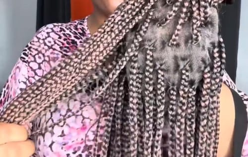 Customer photo review of Kora - Pre Bleached Human Hair Lace Lightweight Knotless Swiss HD Lace Box Braided Wig 100 Strands