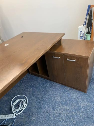 Customer photo review of L-Shaped Executive Desk with Cabinets