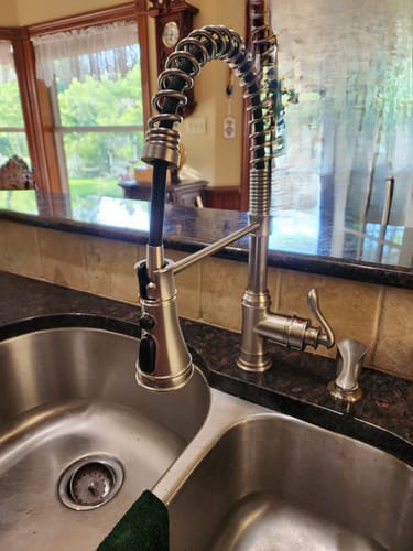 Customer photo review of Pull-Down Sprayer 3 Spray Kitchen Faucet Brushed Nickel