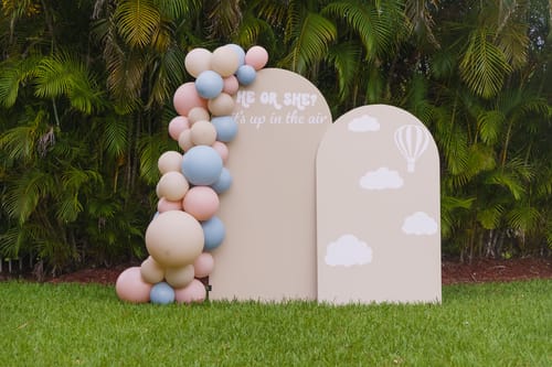 Customer photo review of Muted Gender Reveal Balloon Garland Kit