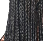 Customer photo review of Kora - Pre Bleached Human Hair Lace Lightweight Knotless Swiss HD Lace Box Braided Wig 100 Strands