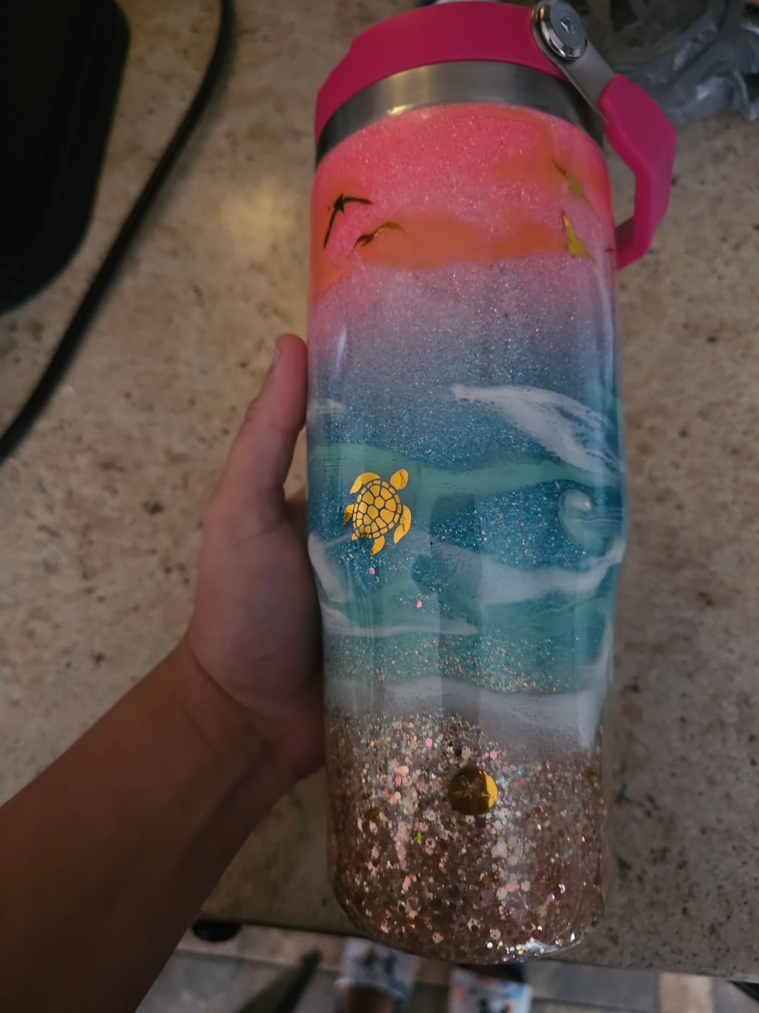 Customer photo review of PRESALE Glitter Beach Stanley Iceflow 30oz