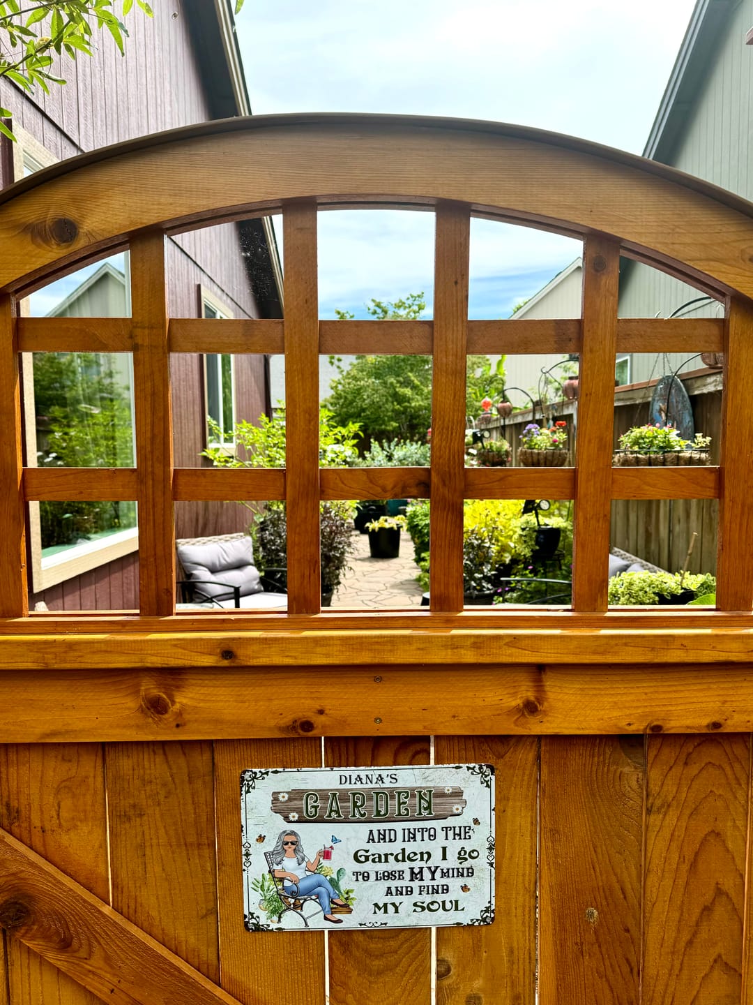 Customer photo review of And Into The Garden I Go Gardening Girl - Garden Sign - Personalized Custom Classic Metal Signs