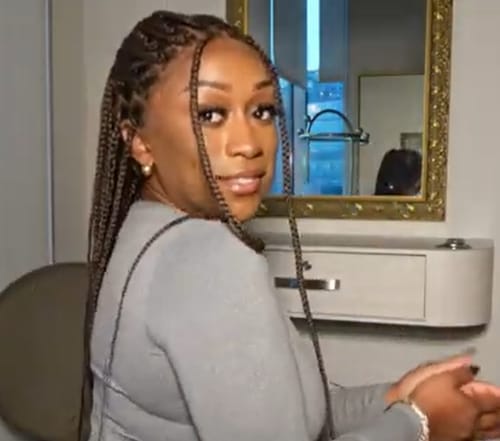 Customer photo review of Kora - Pre Bleached Human Hair Lace Lightweight Knotless Swiss HD Lace Box Braided Wig 100 Strands