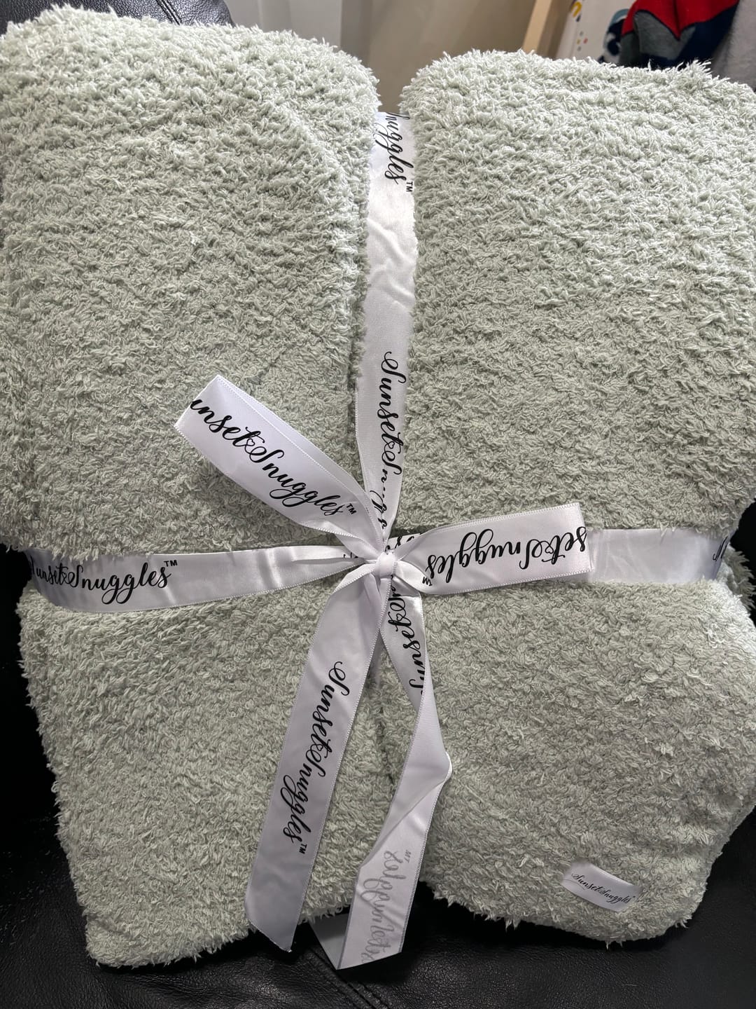 Customer photo review of Desert Sage Solid Double Layered Print Extended Throw