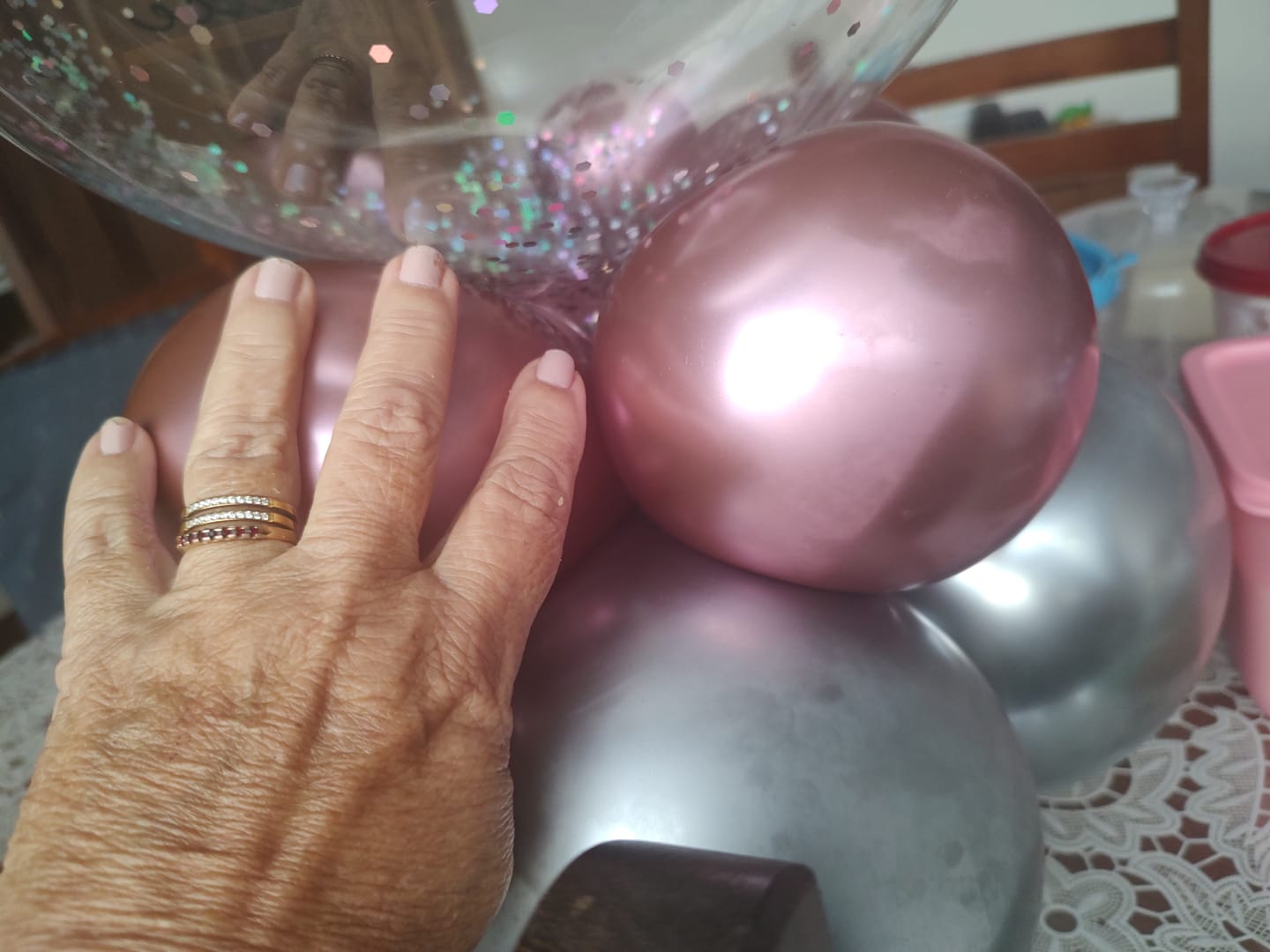Customer photo review of Anel Duplo Camada Banhado em Ouro 18k