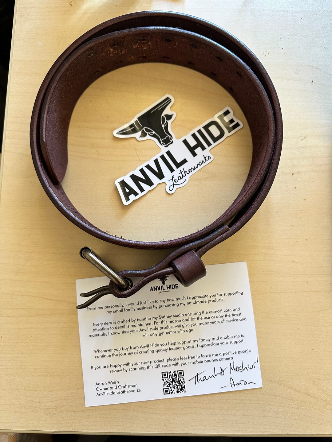 Customer photo review of The Unbreakable Belt - The Original - Old World Tan (Hermann Oak tannery)