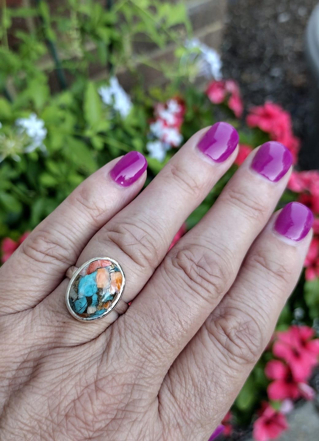 Customer photo review of Oyster Copper Turquoise Ring Sterling Silver