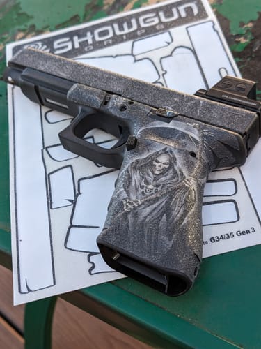 Customer photo review of Glock 35 Decal Grip - Grim Reaper