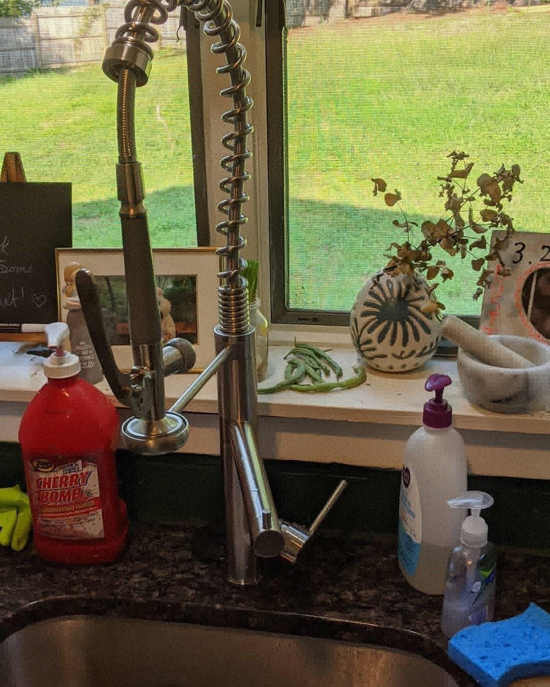Customer photo review of Gothenburg - Pull Down Spray Dual Handle Swivel Spout Kitchen Faucet