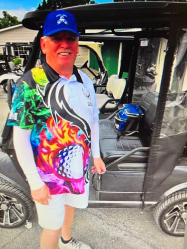 Customer photo review of Max Corner Customized Name Fire Golf Ball Multicolor Smoke Pattern Custom 3D Polo Shirt