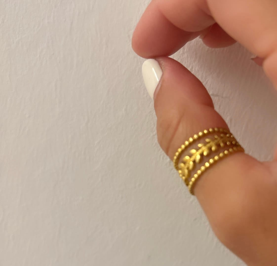 Customer photo review of Marissa Layered Gold Leaf Ring