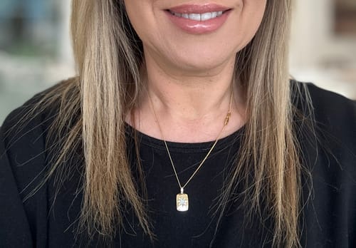 Customer photo review of Aquamarine Starset Rectangular Pendant in 9ct Yellow Gold
