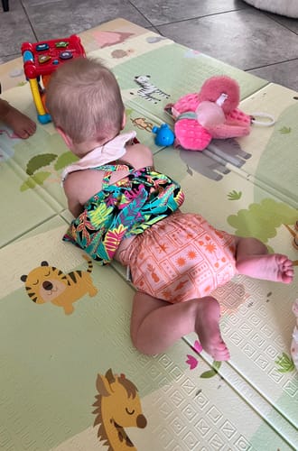 Customer photo review of Patterned Pocket Cloth Diaper with Athletic Wicking Jersey