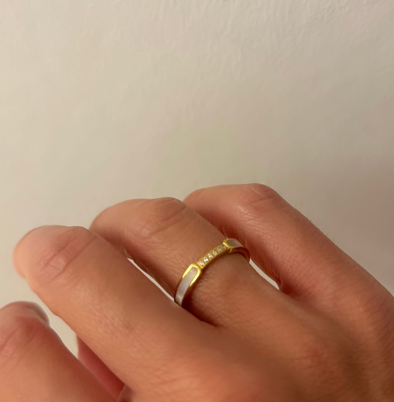 Customer photo review of Mother Of Pearl & Crystal Ring