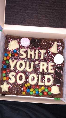 Customer photo review of Custom message birthday brownie