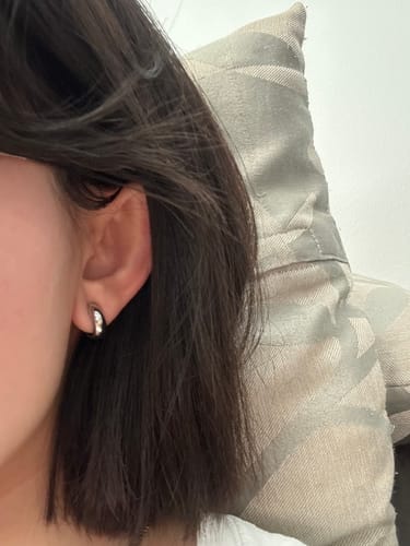 Customer photo review of Simple Huggie Clip On Earrings in Silver