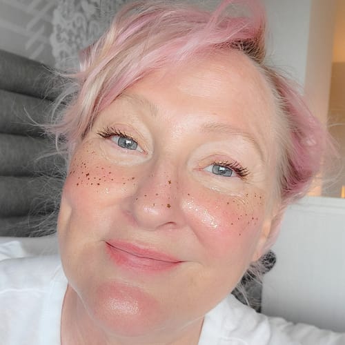 Customer photo review of Stardust Silver + Gold Speckles Makeup Patches