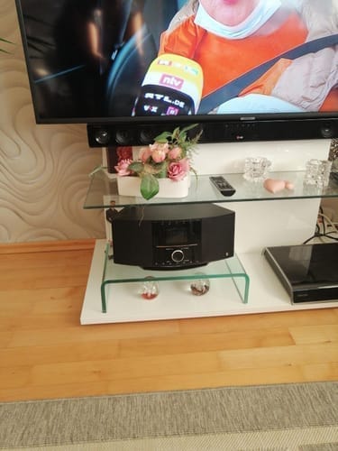 Customer photo review of Glas Aufsatz Erhöhung für TV, Bildschirm, PC, Monitor, Laptop - Klarglas