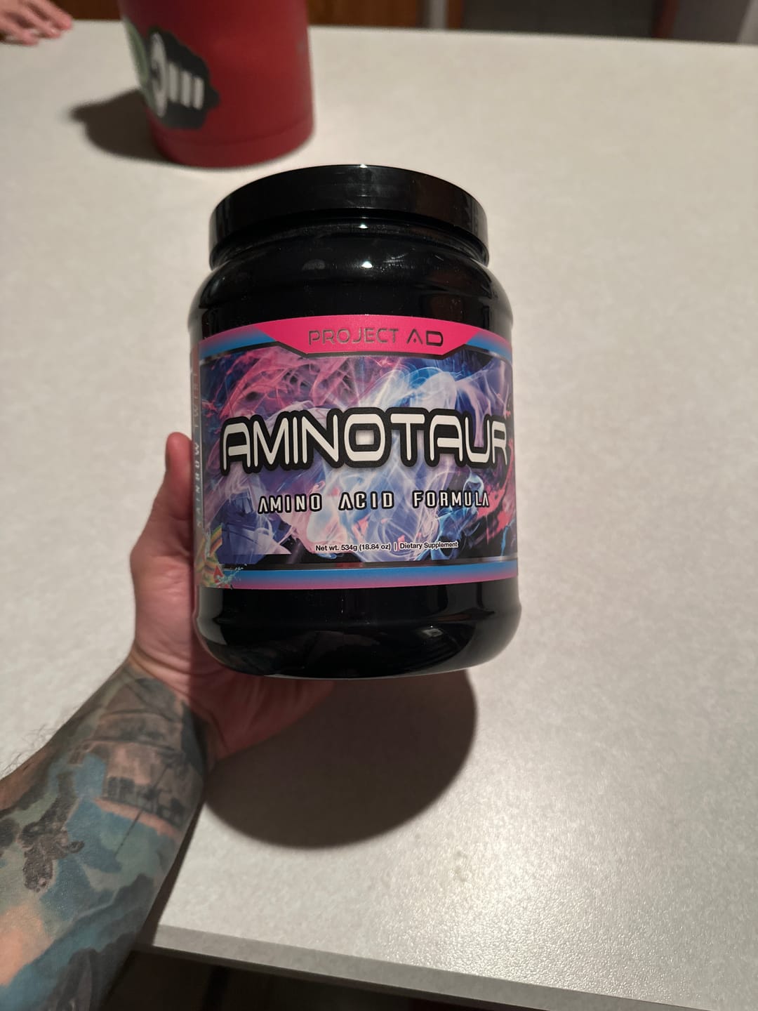 Customer photo review of AMINOTAUR ESSENTIAL™ – Amino Acid Formula