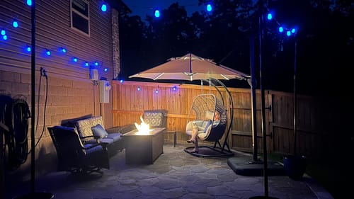Customer photo review of Homrest 50" Outdoor Propane Gas Fire Pit Table 50000 BTU Auto-Ignition, Dark Brown