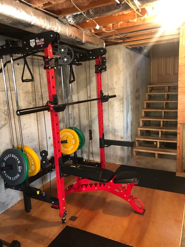 Customer photo review of Major Fitness F35 All-In-One Home Gym Wall-Mount Folding Power Rack