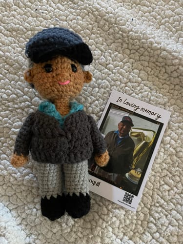 Customer photo review of Tranquil® - Personalized Crochet Doll with Photo Card