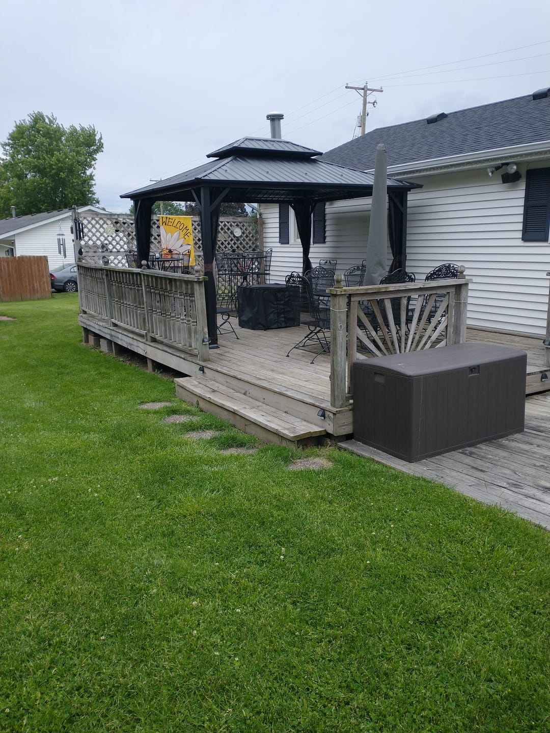 Customer photo review of PRE ORDERS ONLY - Shade N' Shelters 10' x 12' Duncan Hardtop Gazebo Privacy Curtain with Hooks
