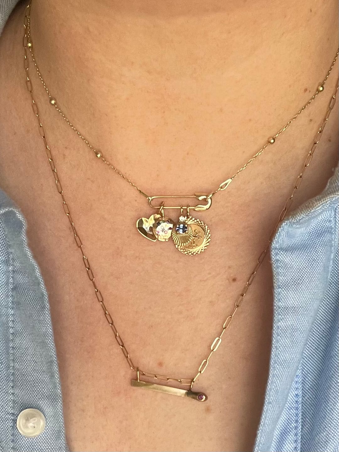 Customer photo review of 14K Single Safety Pin