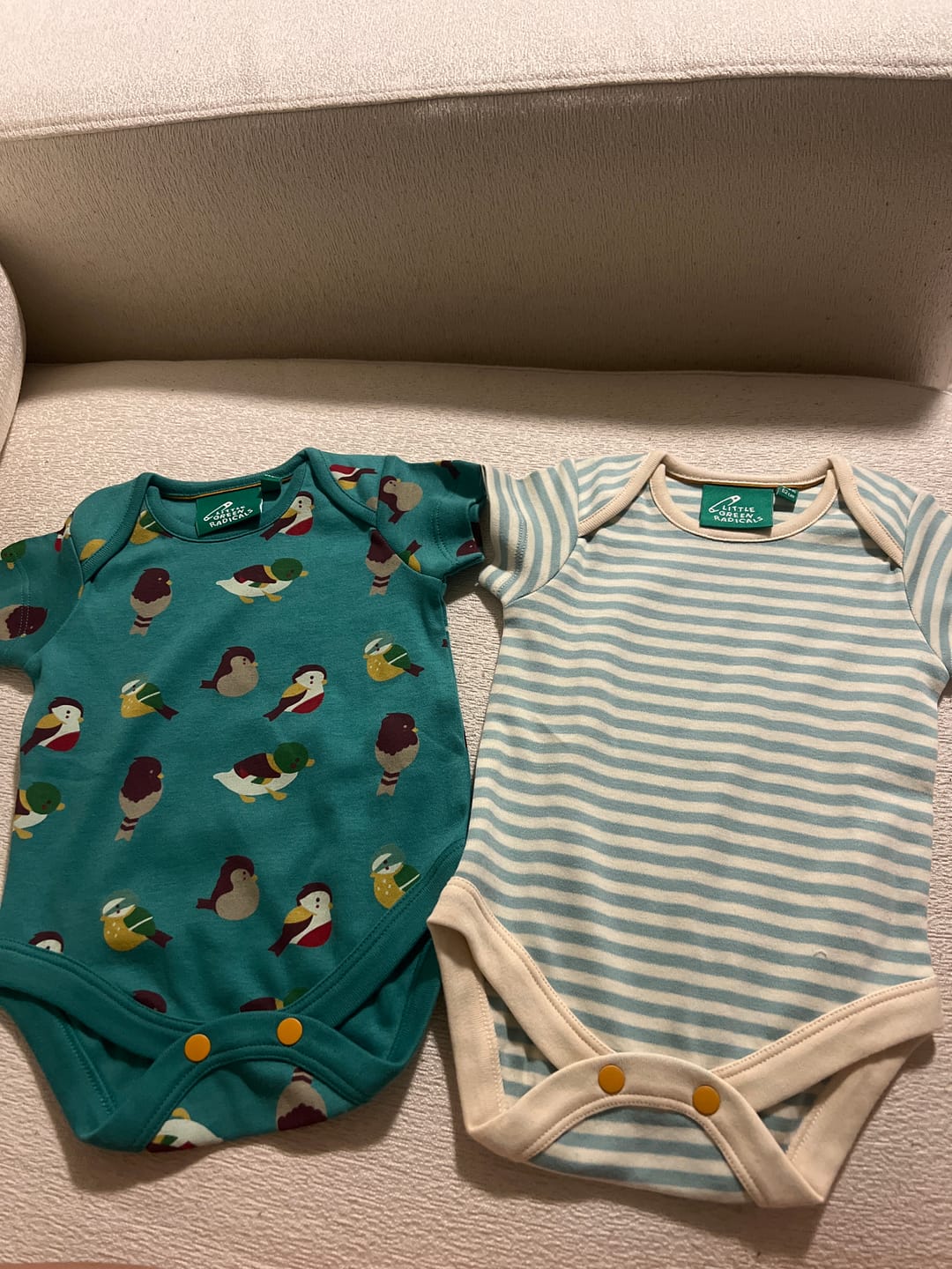 Customer photo review of Garden Birds Organic Baby Bodysuit Set - 2 Pack