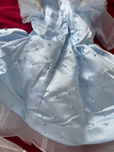 Customer photo review of Elegant Baby Girl Blue Sleeveless Dot Princess Dresses for Girls Toddler Pageant Dresses