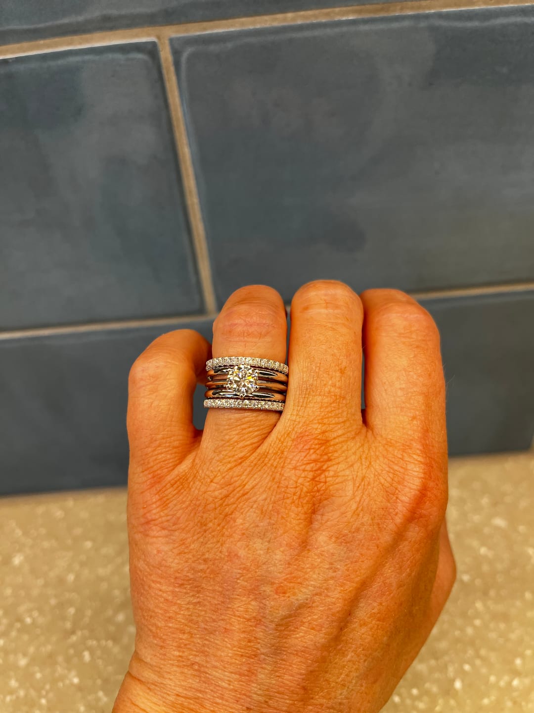 Customer photo review of Classic Solitaire Moissanite Six-Prong Sterling Silver Engagement Ring