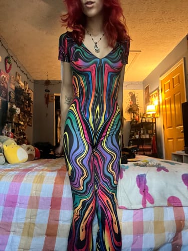 Customer photo review of Dazzle Dance V Neckline Bell Bottoms Jumpsuit