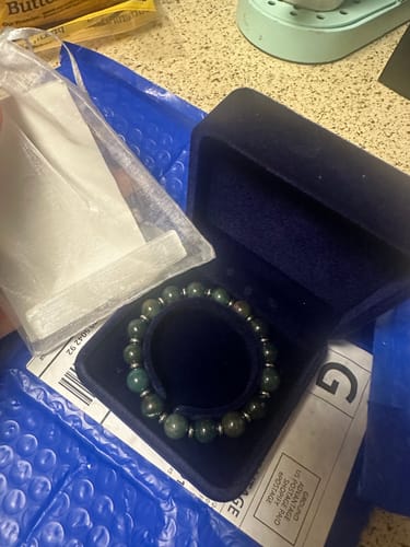 Customer photo review of Indian Bloodstone Bracelet Between Steel