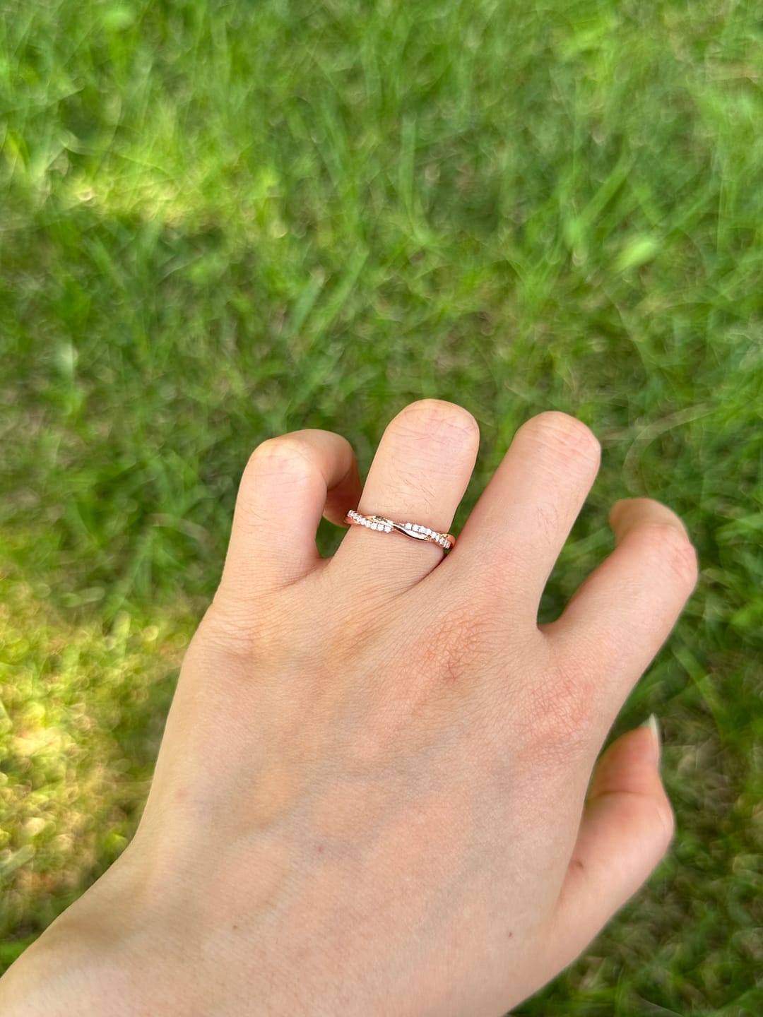 Customer photo review of S925 Moissanite Twist Eternity Wedding Band