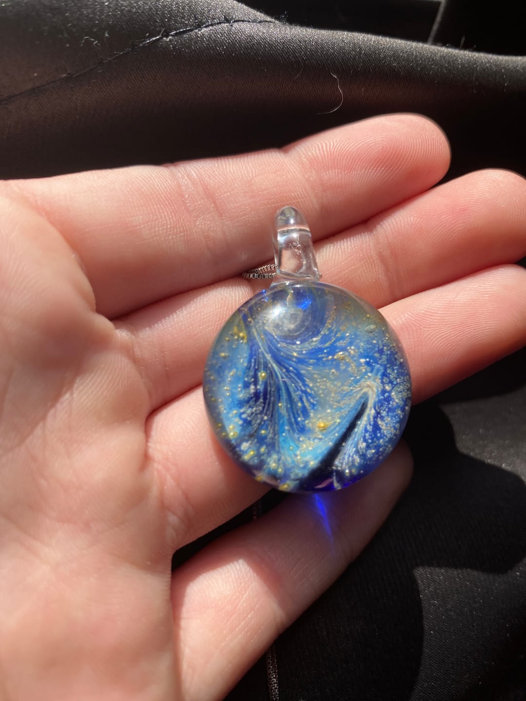 Customer photo review of Nightswirl Cremation Pendant