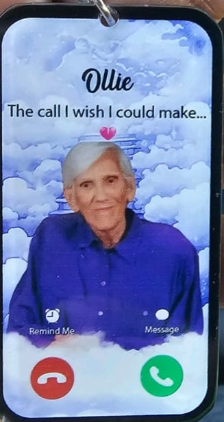 Customer photo review of The Call I Wish Memorial Sympathy Gift - Photo Inserted Different On 2 Sides Personalized Keychain