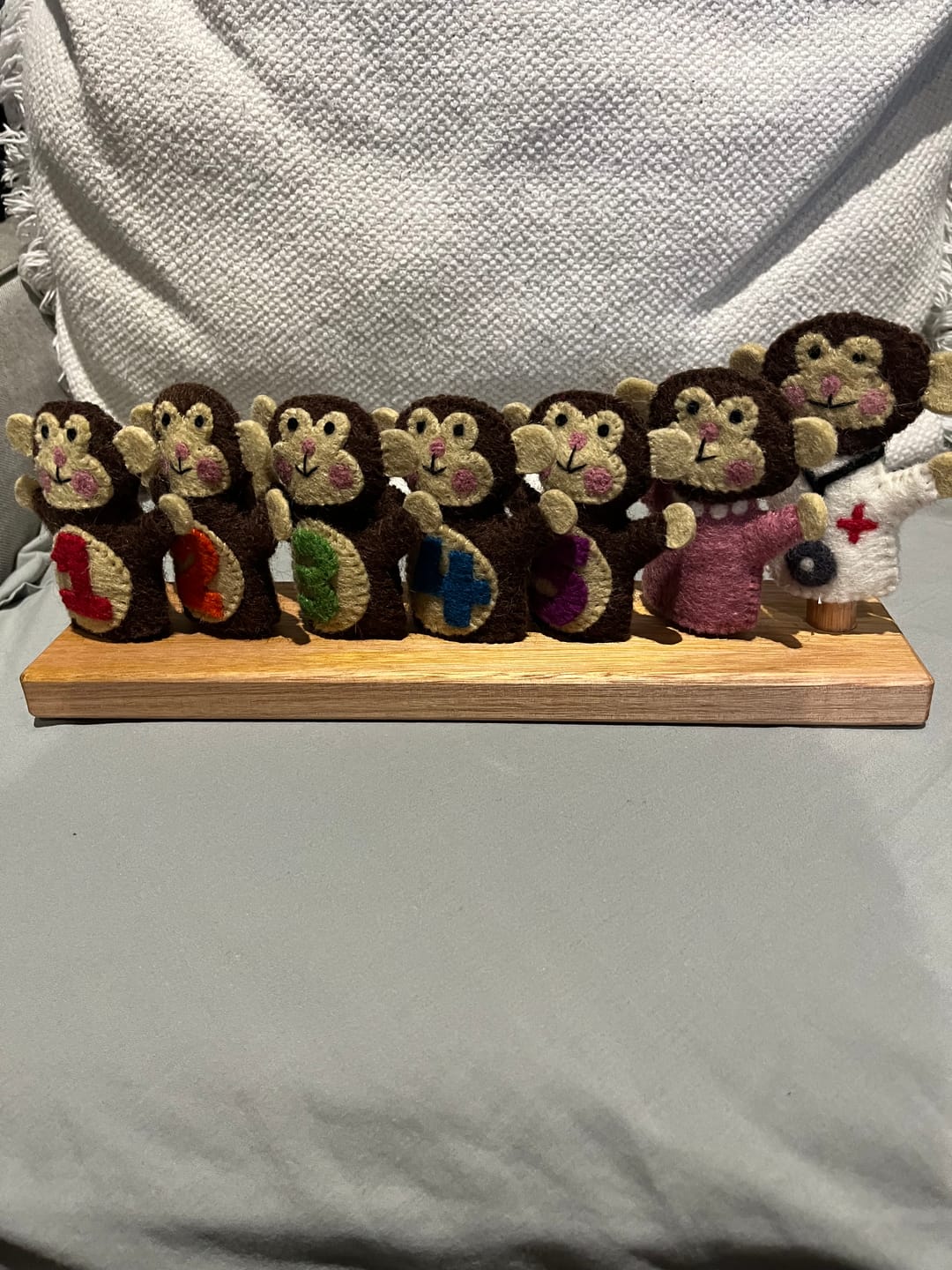 Customer photo review of Five Little Monkeys, Finger Puppet Set
