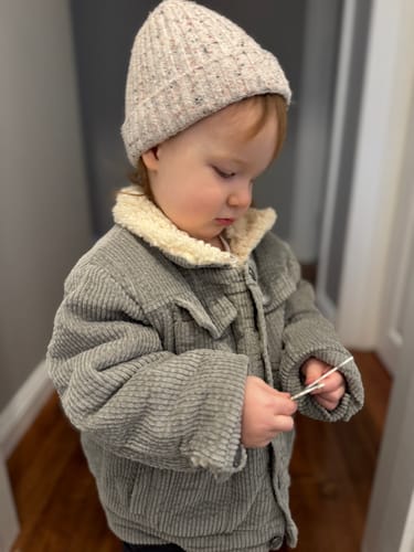 Customer photo review of Organic "Lennox" Sherpa Jacket - Sage (Ages 3-9)