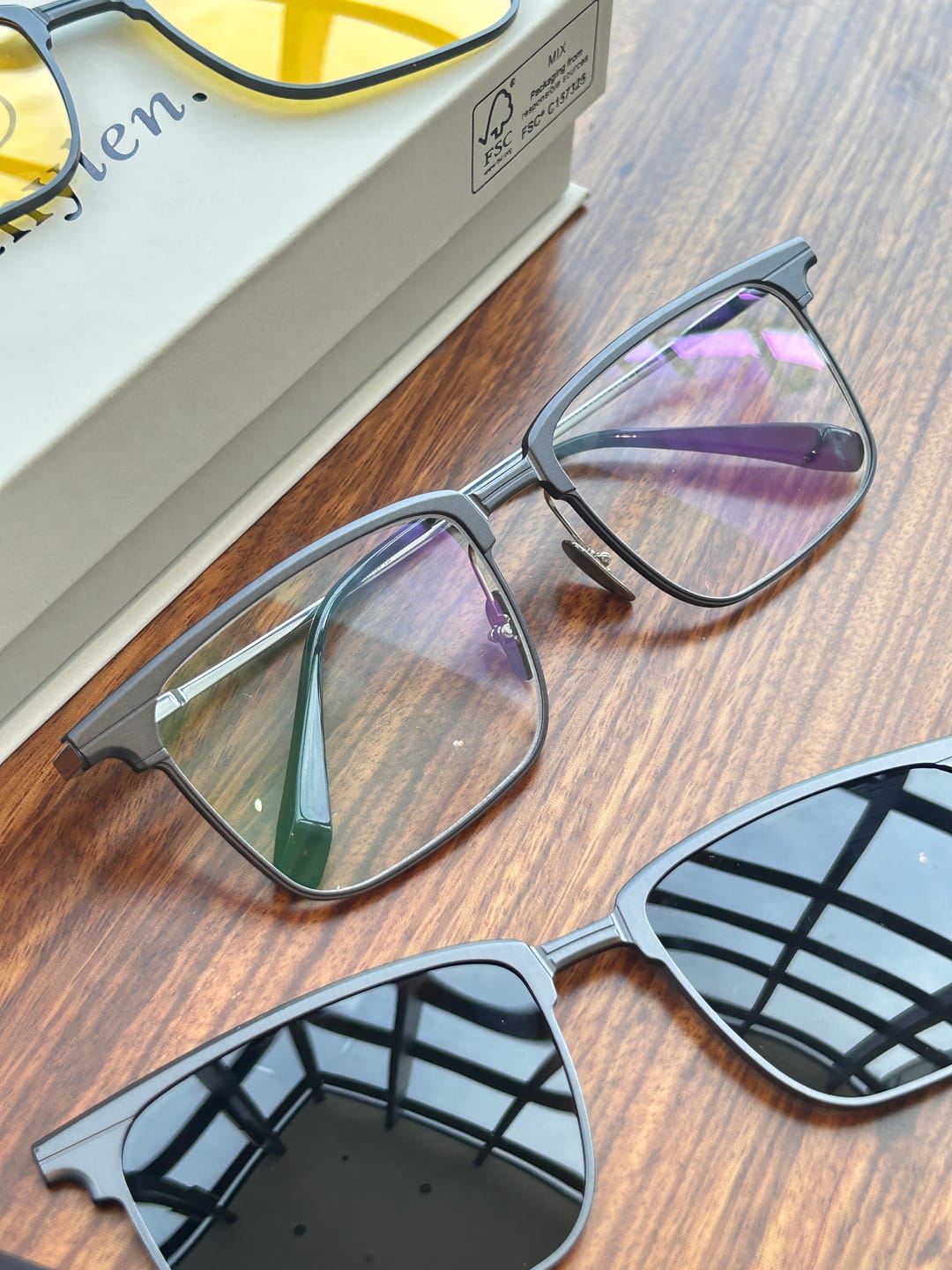 Customer photo review of Alan | Magnetic Clip-on Glasses | ZanyLen New Arrival 2024