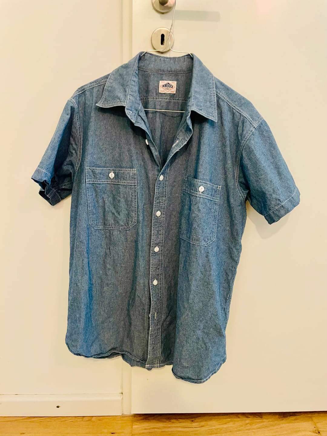 Customer photo review of Chambray Short Sleeve Work Shirt