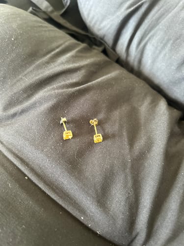 Customer photo review of Canary Round Cut CZ Studs Screwback