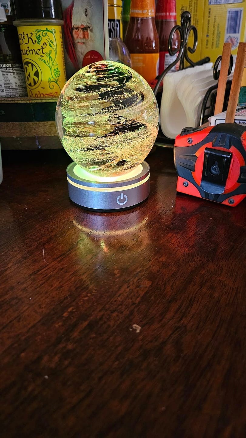 Customer photo review of Tranquil Swirl Paperweight with Cremation Ash