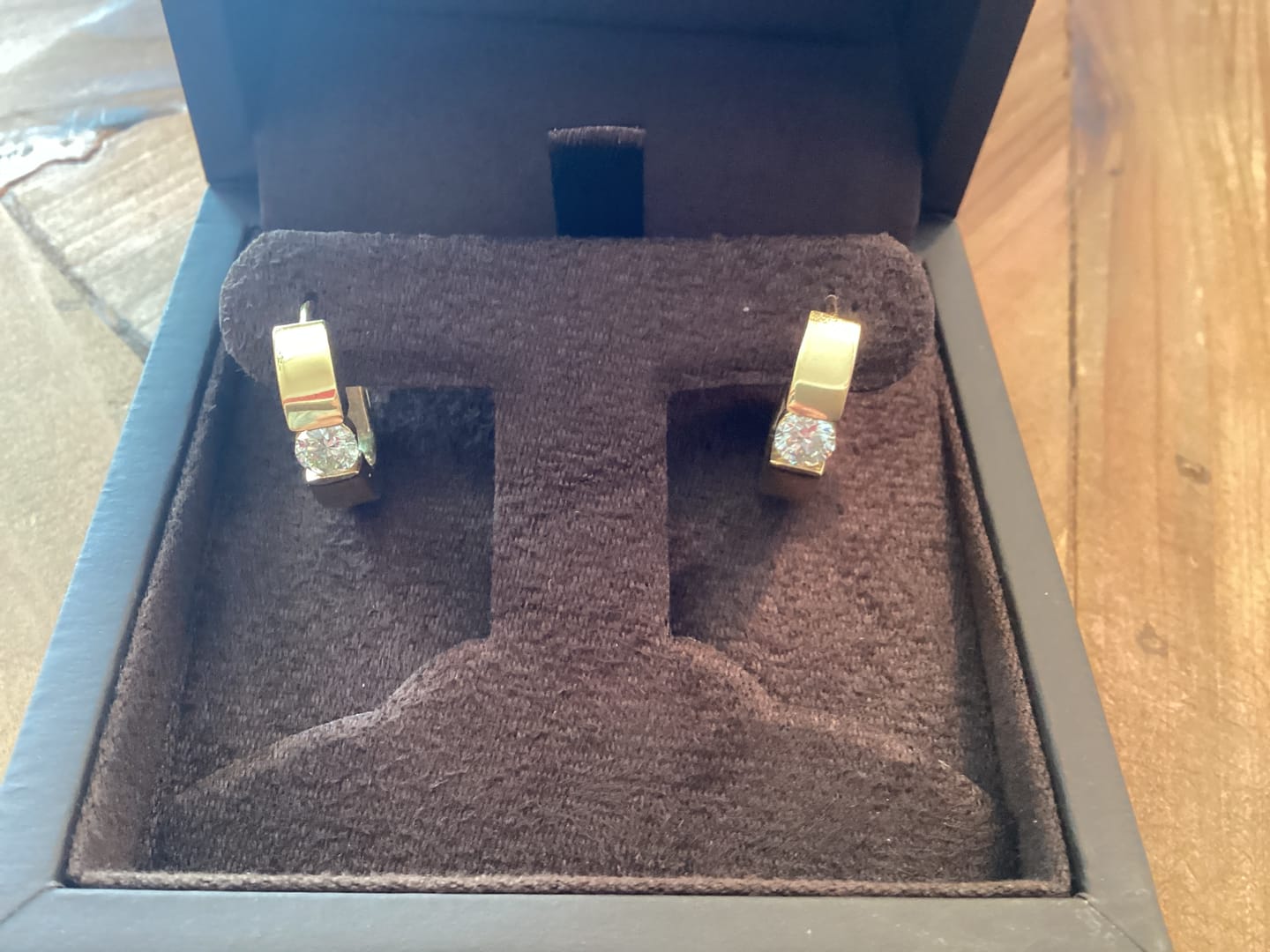 Customer photo review of 1 Carat Hinged Diamond Solitaire Hoop Earrings Huggies