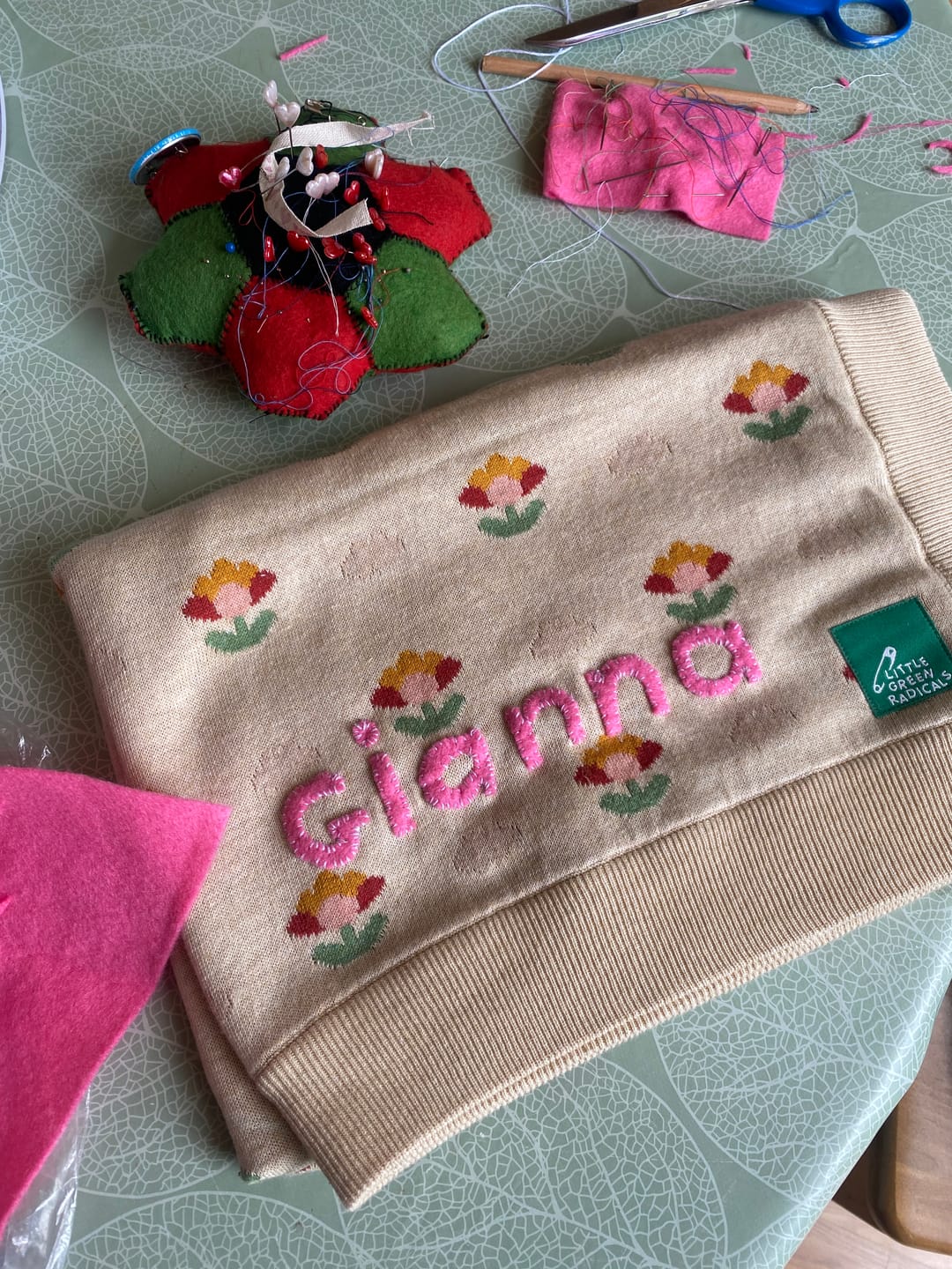 Customer photo review of Flowers Soft Knitted Baby Blanket