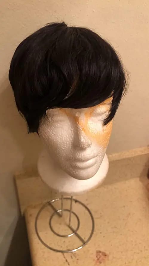 Customer photo review of Luvwin Classic Pixie Cut Style Wig With Layered Bangs For Black Women
