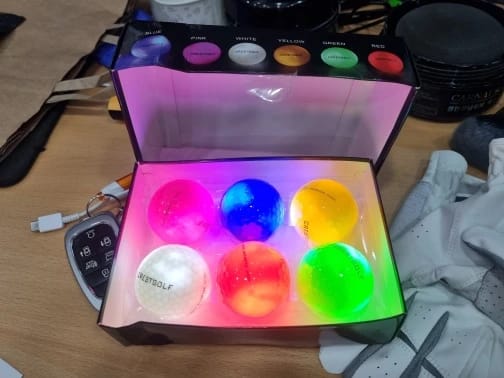 Customer photo review of Crestgolf Cosmic Glow LED Golf Balls